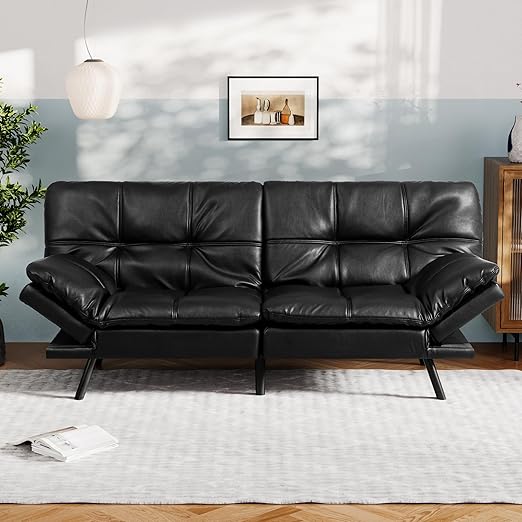 Convertible Futon Sofa Bed with Memory Foam