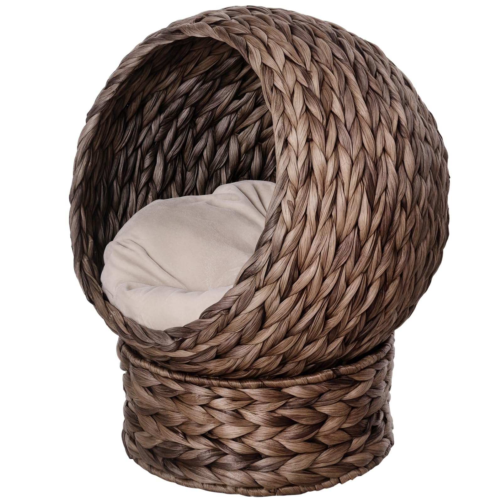 Handwoven Elevated Cat Bed with Soft Cushion & Stand