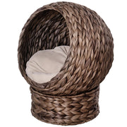 Handwoven Elevated Cat Bed with Soft Cushion & Stand