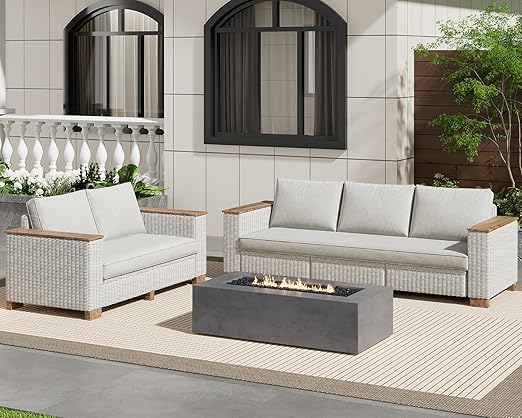 4 Piece Outdoor Patio Rattan Wicker Sofa Set with Washable Cushions