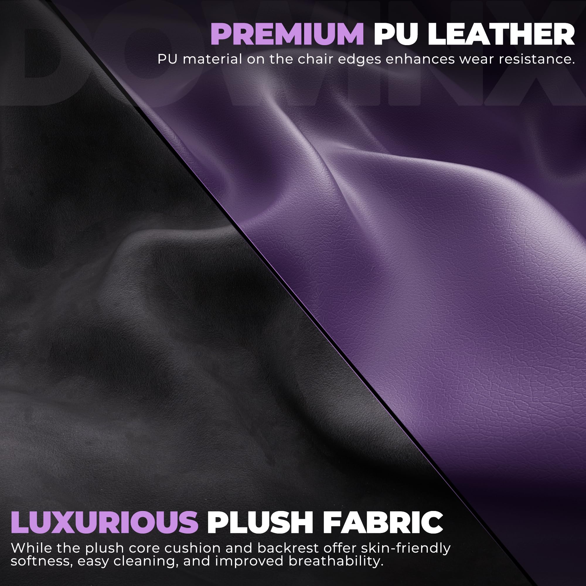 Dowinx PU Leather Gaming Chair with Footrest, Big and Tall Ergonomic Computer Chair with Lumbar Support, Wide Back Gamer Chair for Heavy People, Purple