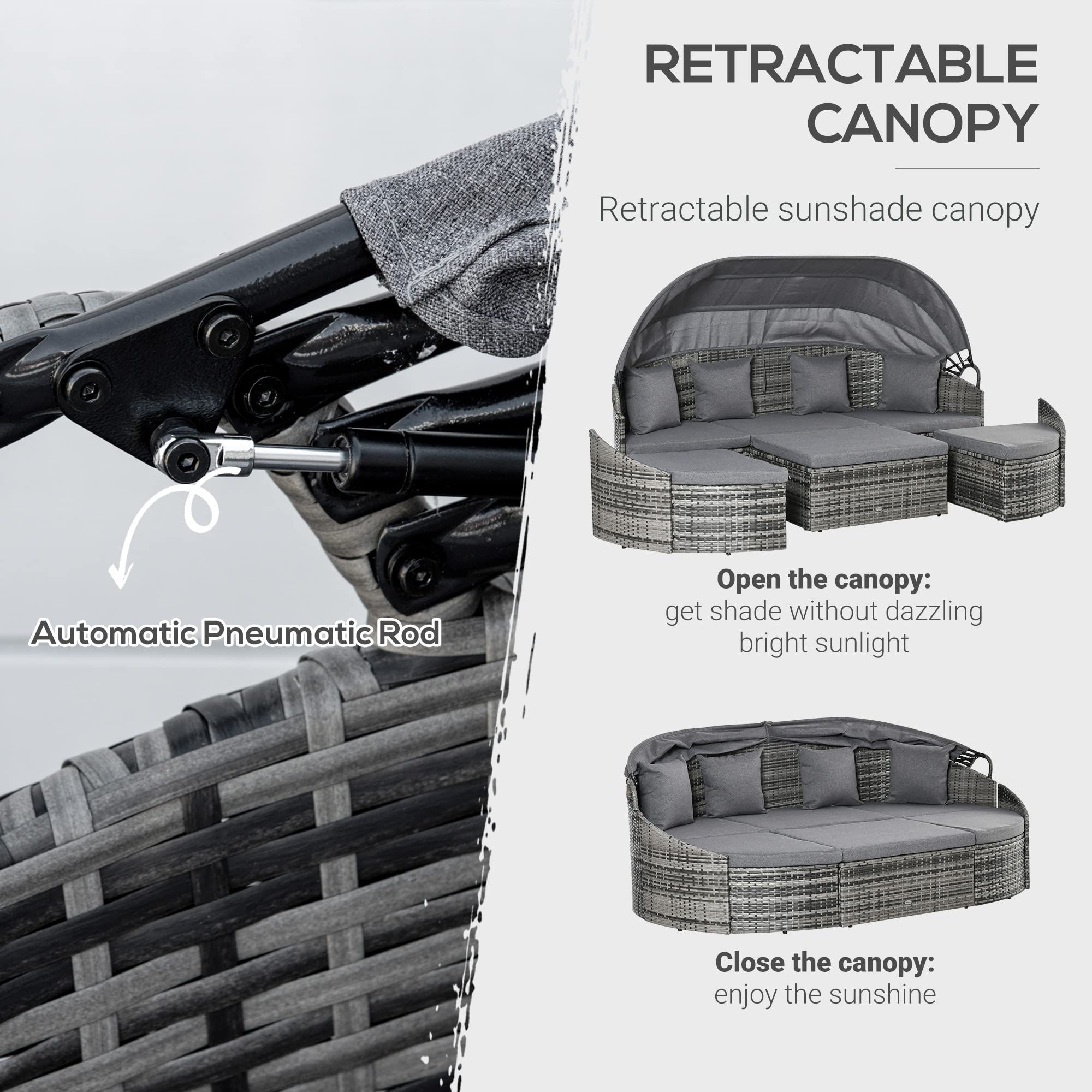 4-Piece Convertible Outdoor Rattan Daybed Set
