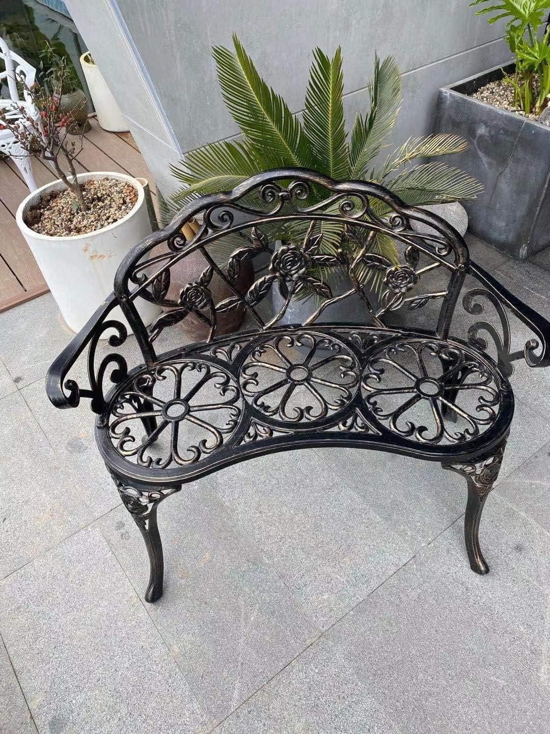 Cast Aluminum Outdoor Bench Copper Antique Double Seat