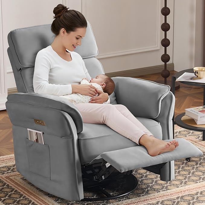 Power Swivel Glider Recliner Chair with Adjustable Armrests