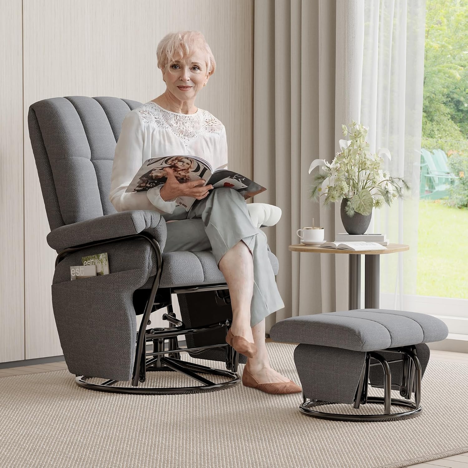 360° Swivel Recliner Chair with Ottoman
