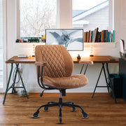 Ergonomic Office Chair Lumbar Support Brown Leather
