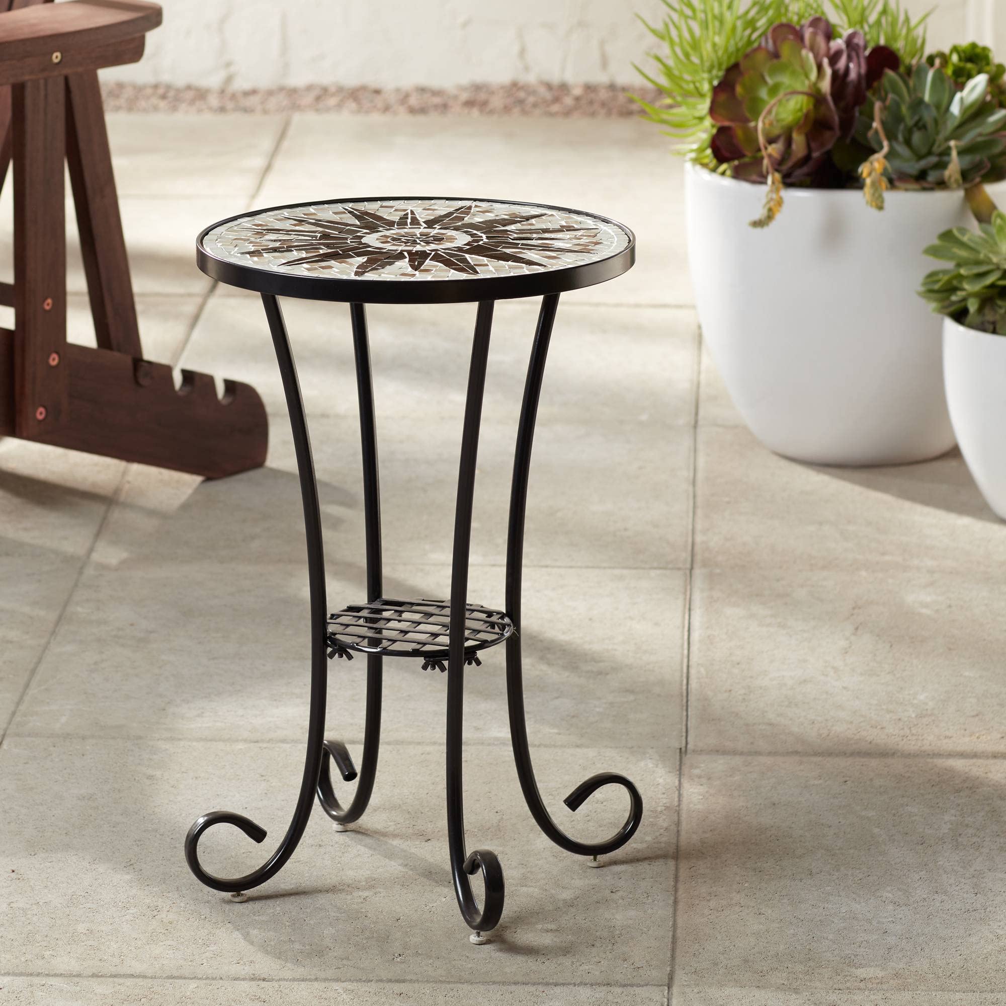 Sunburst Mosaic Outdoor Accent Tables Set of 2