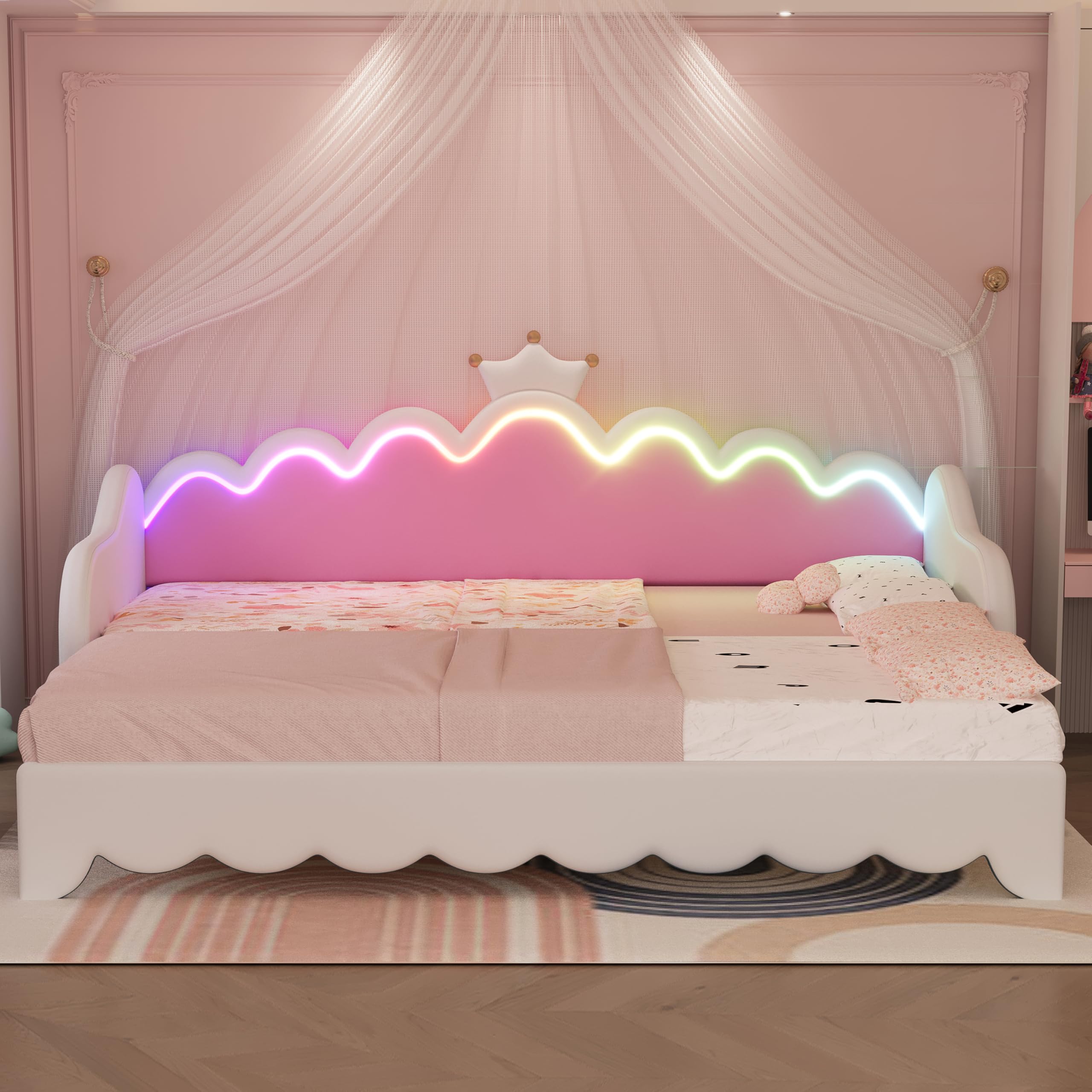 Twin Size Princess Daybed with Crown Headboard