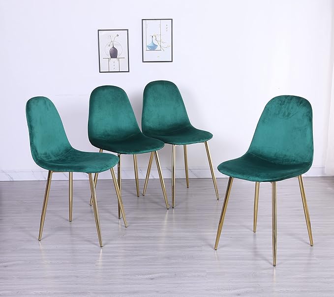 Velvet Dining Chairs Set of 4 with Gold Chrome Legs