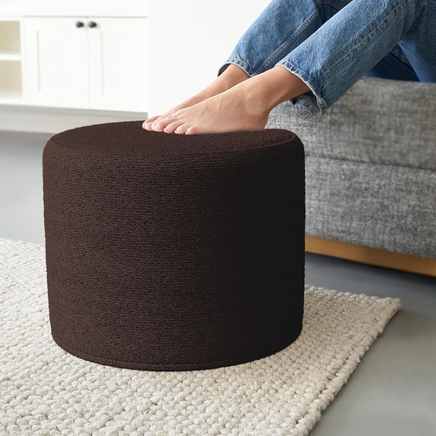 Boucle Pouf Ottoman Footrest