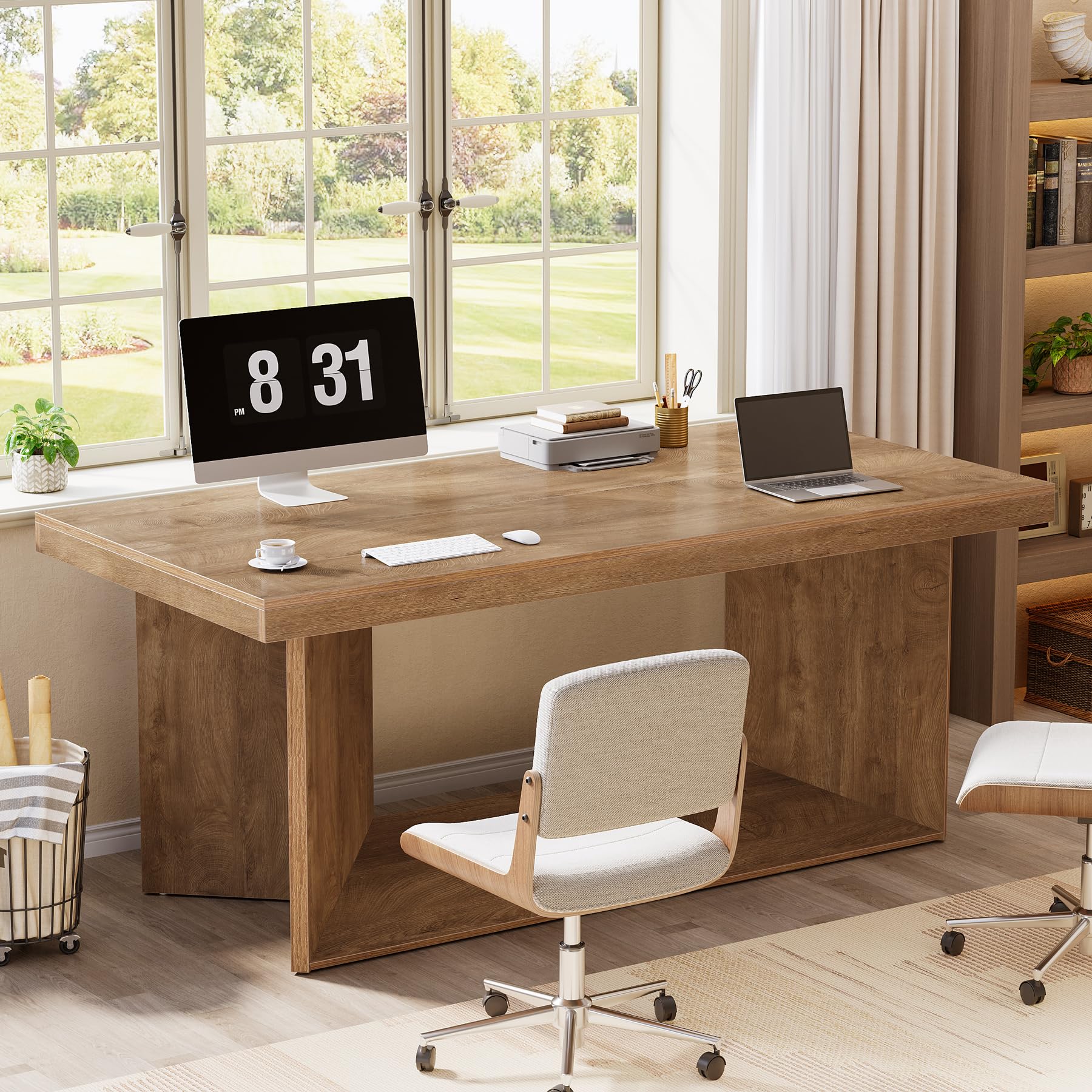 63-Inch Executive Desk with Heavy Duty Pedestal