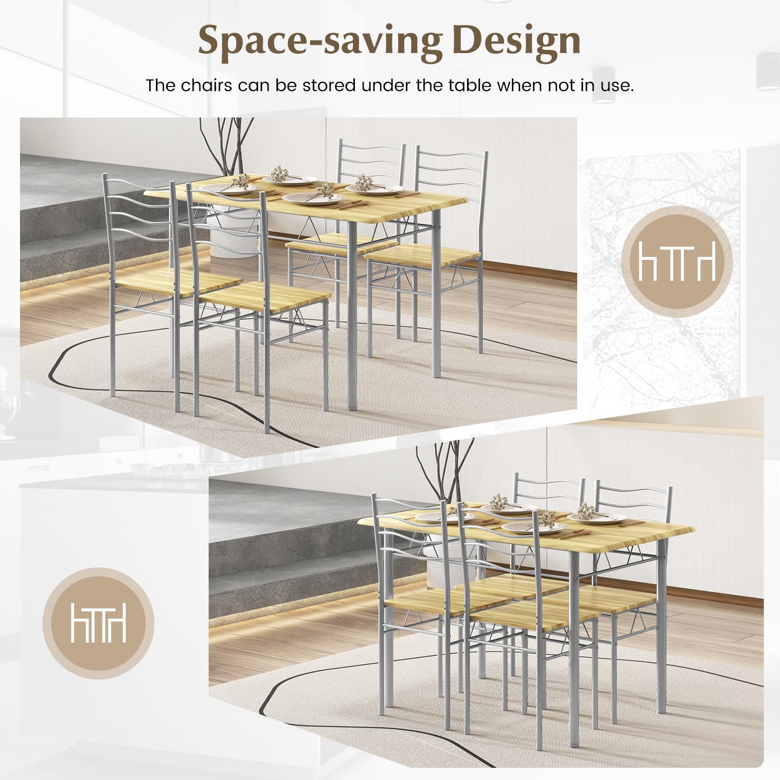 5-Piece Dining Table Set with Stools