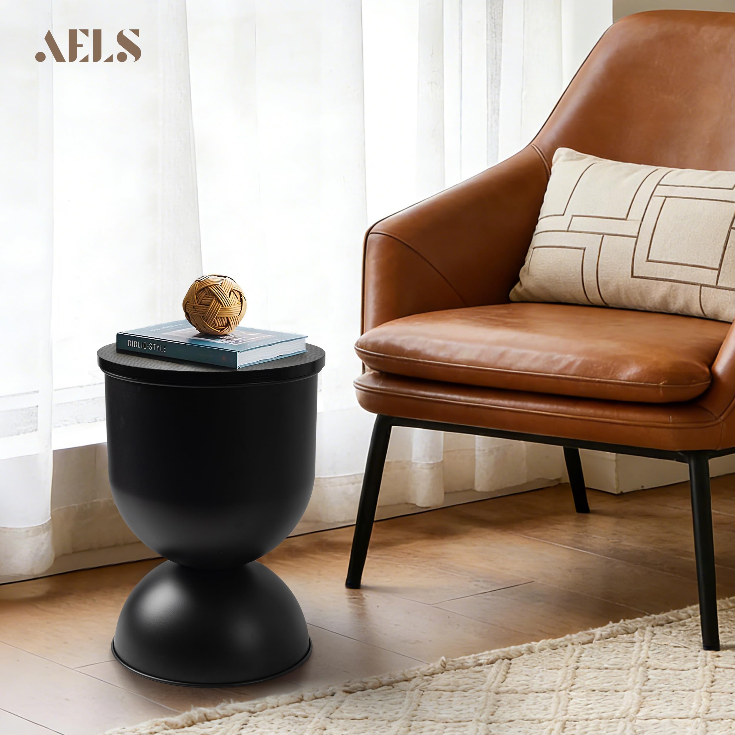 Storage Drum Side Table with Removable Lid