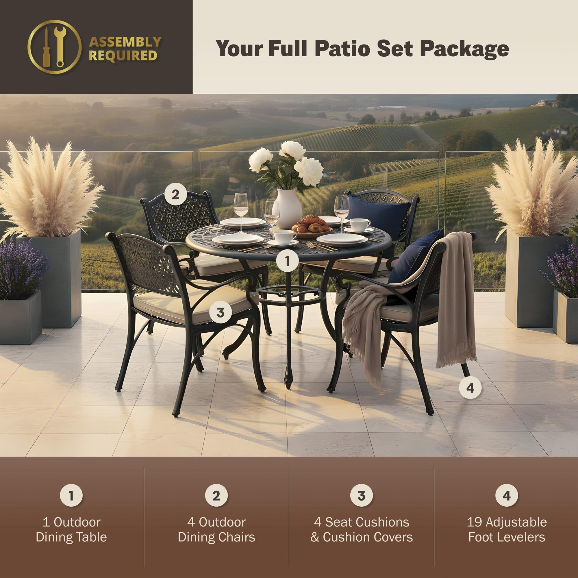 5-Piece Cast Aluminum Outdoor Dining Set