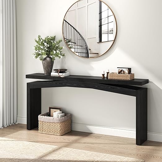 63-Inch Black Console Table for Entryway