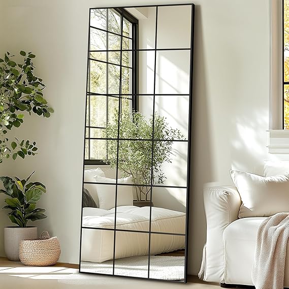 Rectangular Wall Mirror 55x28 Black Aluminum Frame