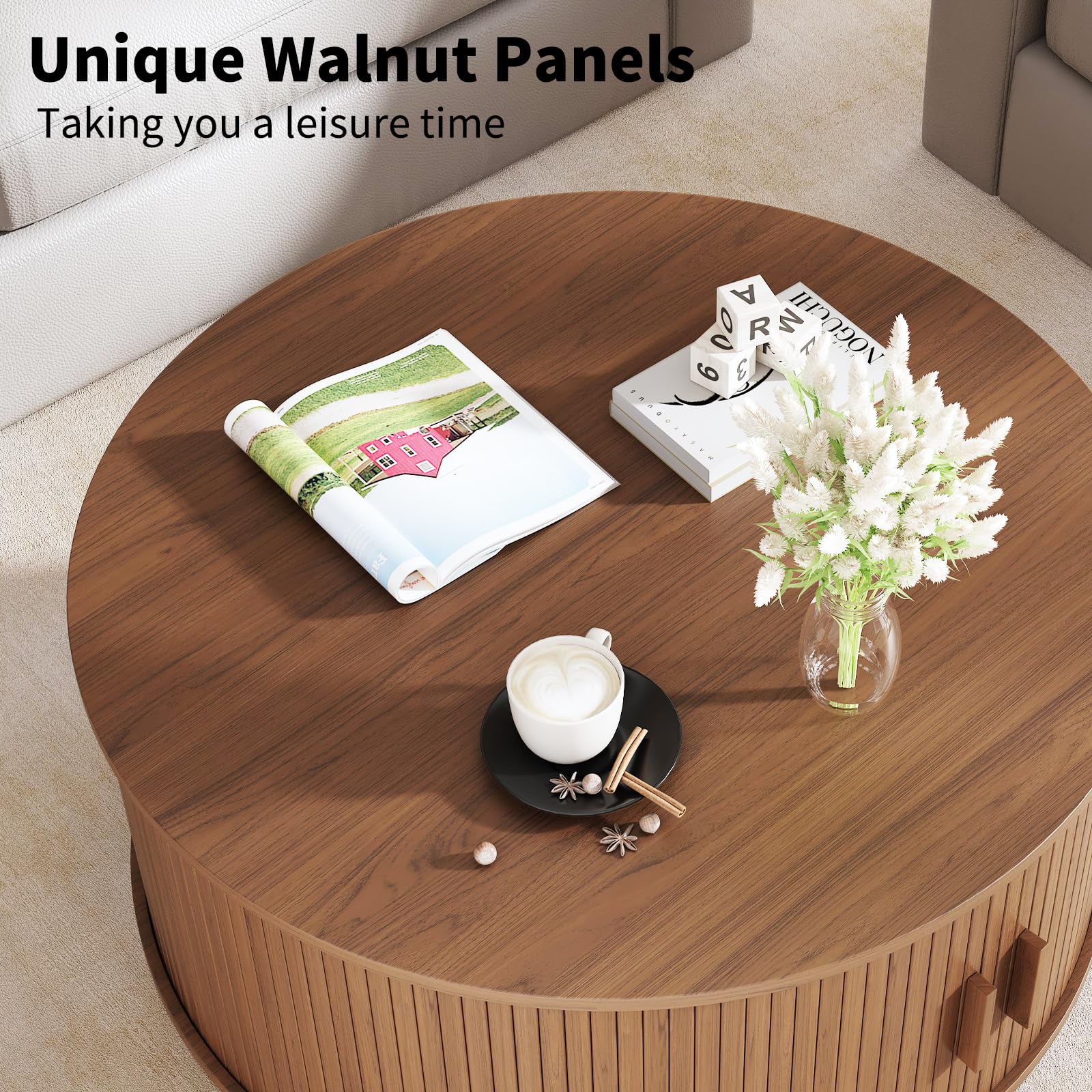 Round Coffee Table with Storage