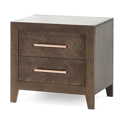 2-Drawer Nightstand with Herringbone Design