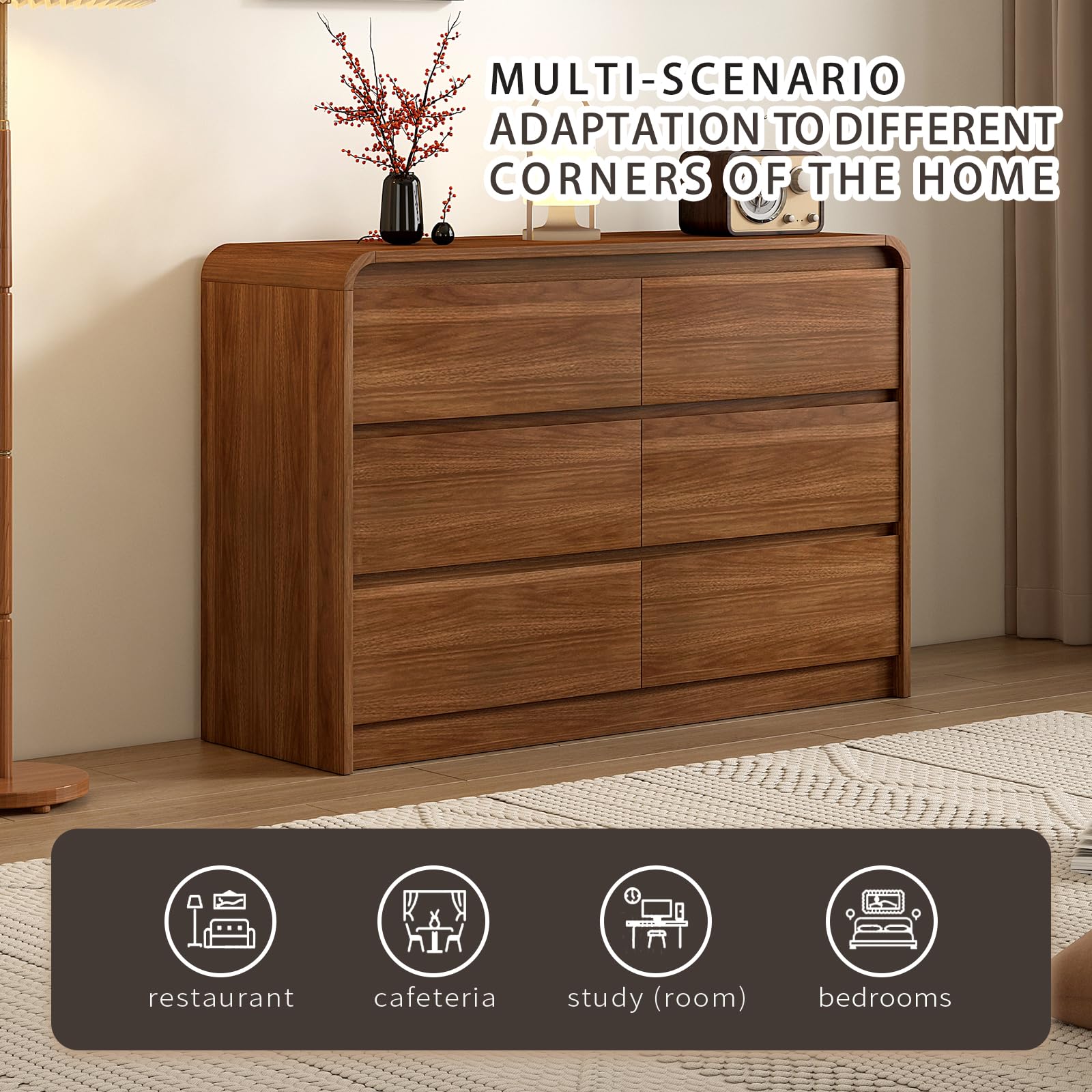 6 Drawer Dresser with Curved Anti-Collision Design
