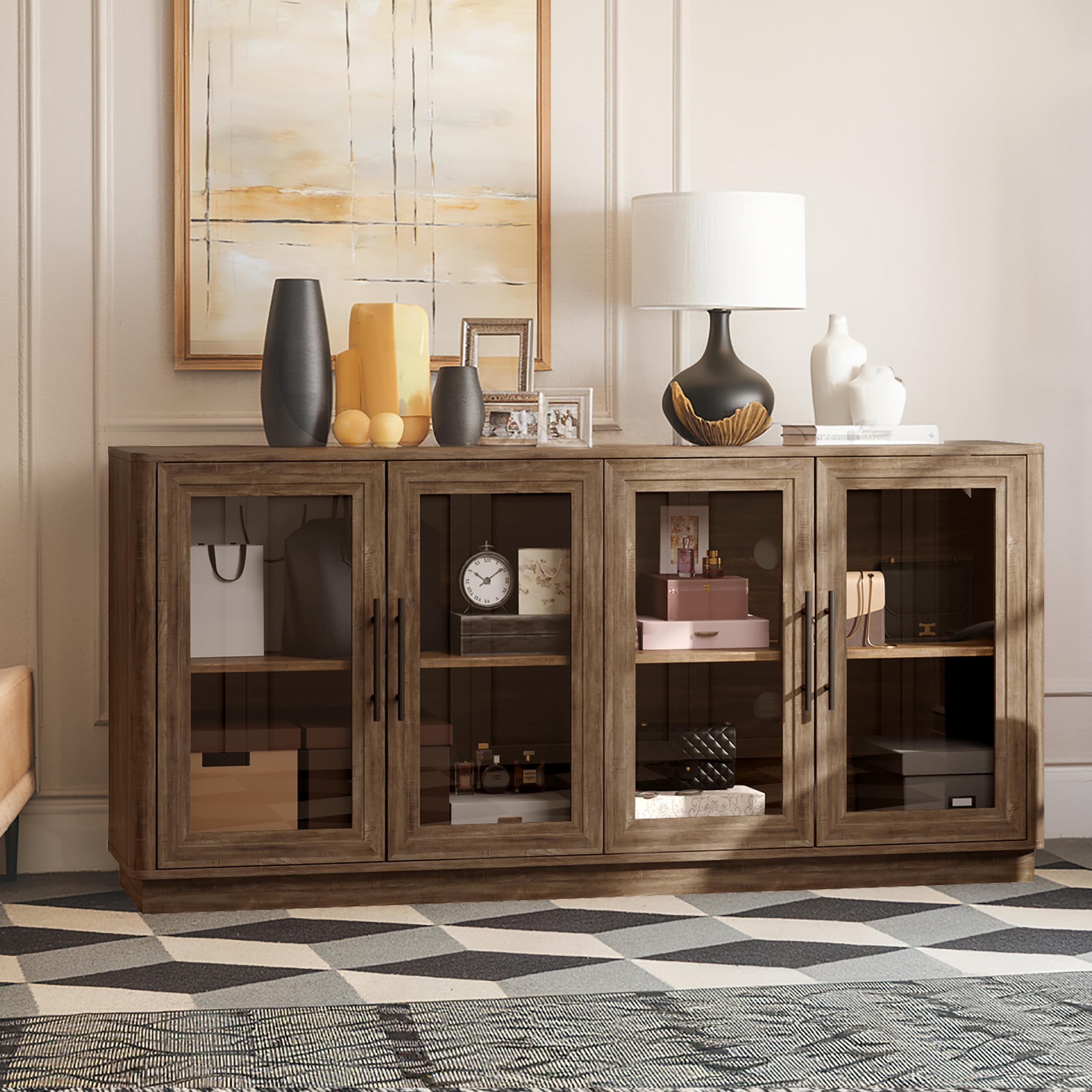 63" Buffet Cabinet with Glass Doors