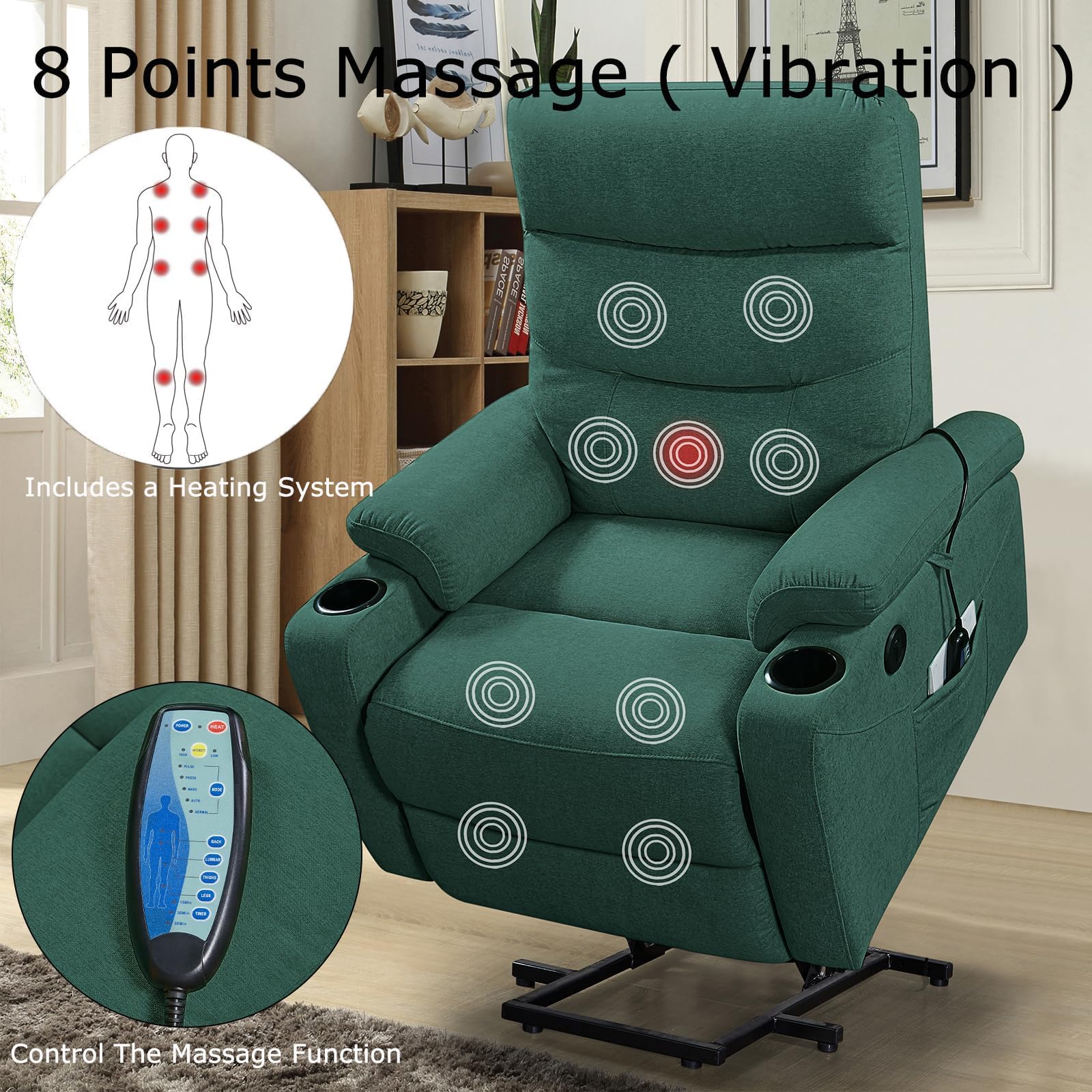 Power Lift Recliner Chair with Massage and Heating