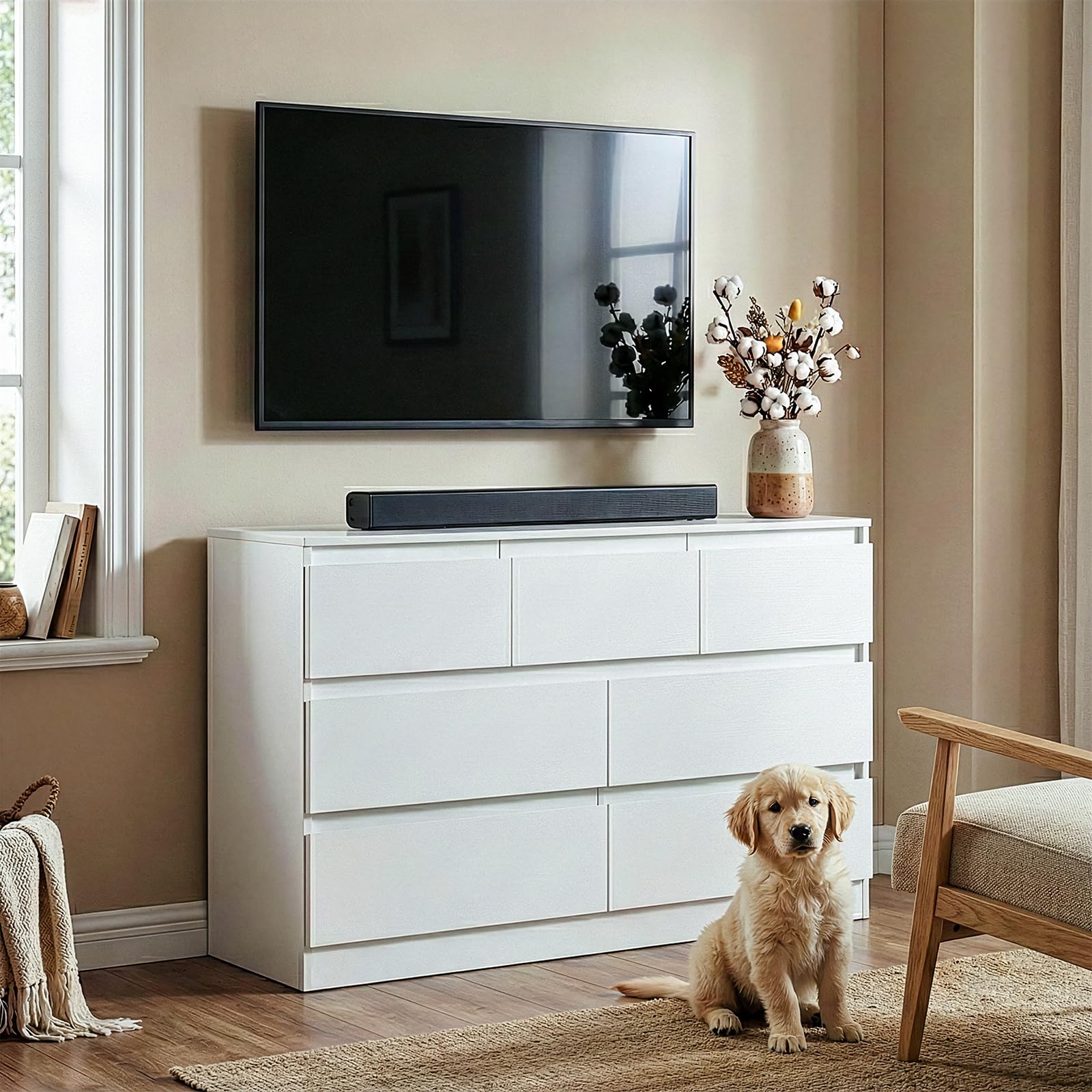 White Dresser 3-Tier 7-Drawer Chest of Drawers