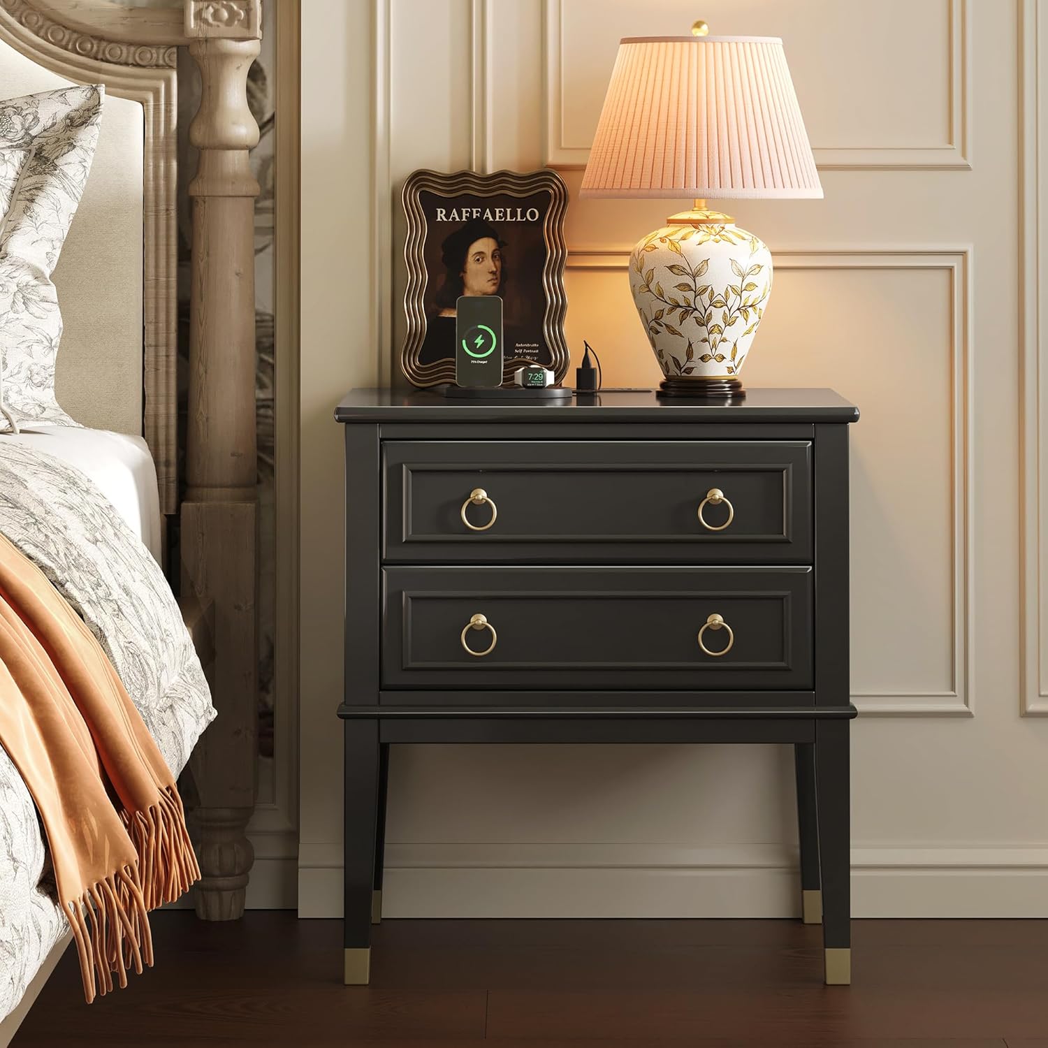 Tall Nightstand with Charging Station