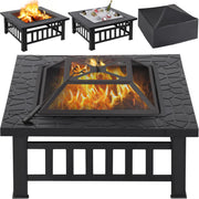 32-Inch Square Metal Fire Pit