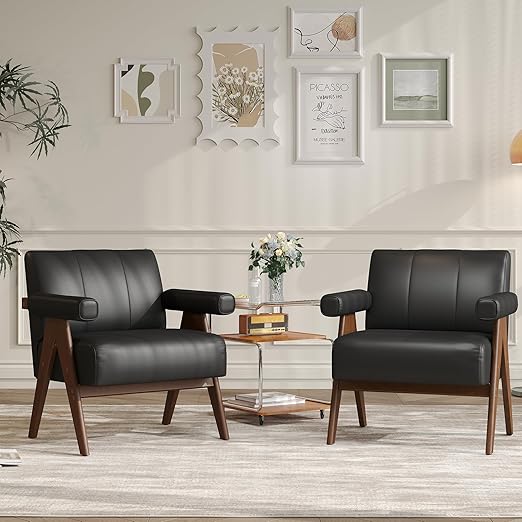 Mid Century Modern Leather Accent Chair