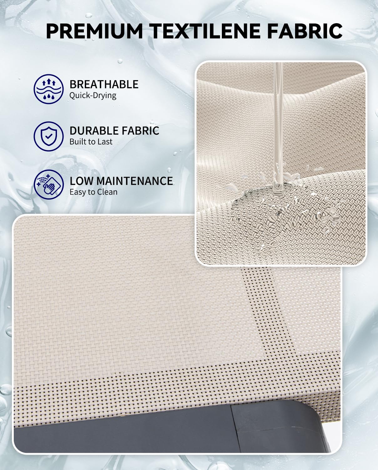 Aluminum Chaise Lounge Chair - Foldable Outdoor Patio Lounger with 5 Adjustable Positions