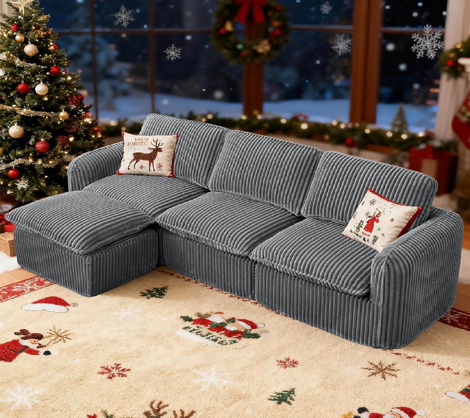 Modular Cloud Sectional Sofa with Ottoman
