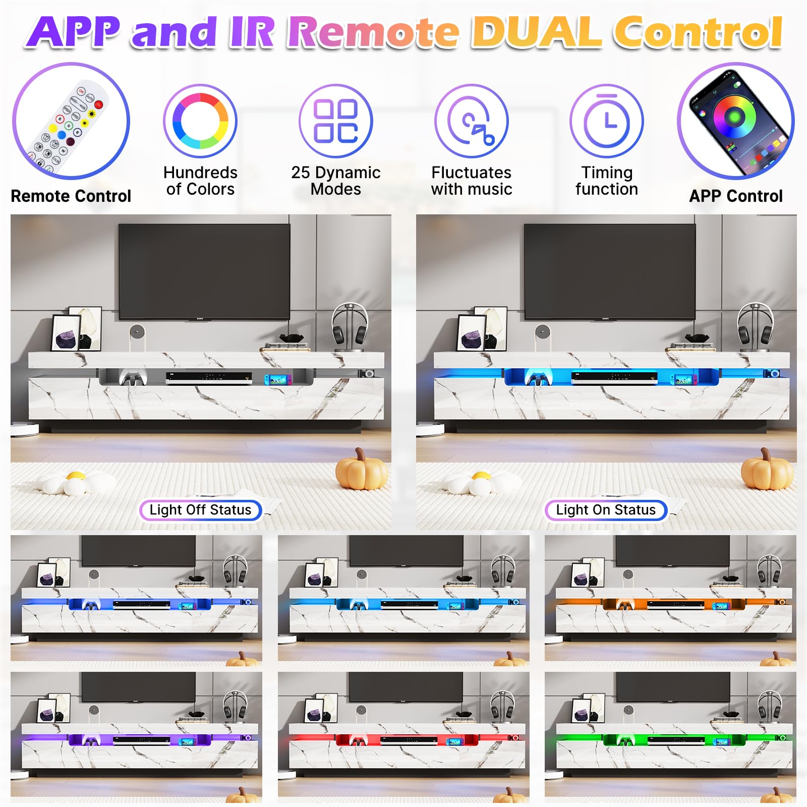 70 Inch LED TV Stand with RGB Lighting