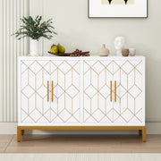 4-Door Buffet Cabinet with Gold Trim