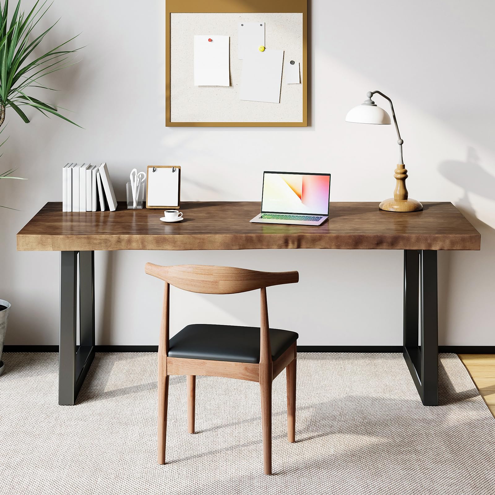 Solid Wood Office Desk with Live Edge