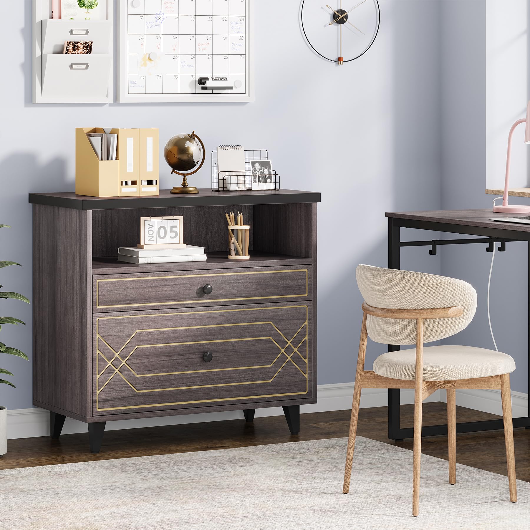 2-Drawer Lateral File Cabinet with Shelf