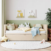 Twin Size Velvet Upholstered Daybed with Pop Up Trundle
