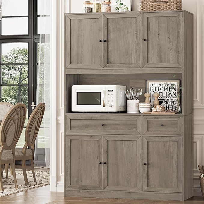 Kitchen Pantry Cabinet with Hutch