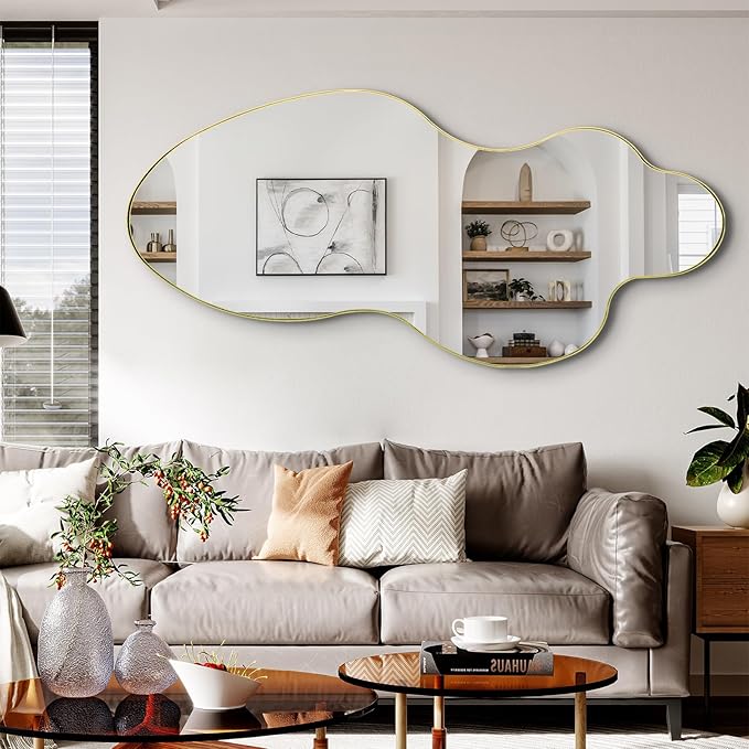 Irregular Asymmetrical Mirror 60x30 Full Length Metal Frame