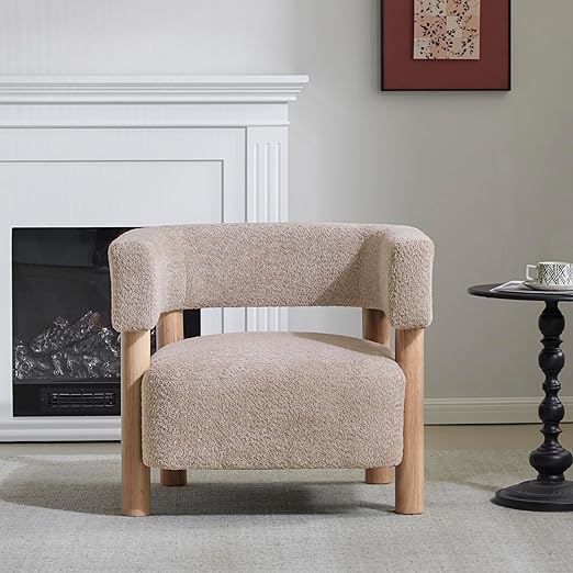 Boucle Accent Chair with Round Backrest