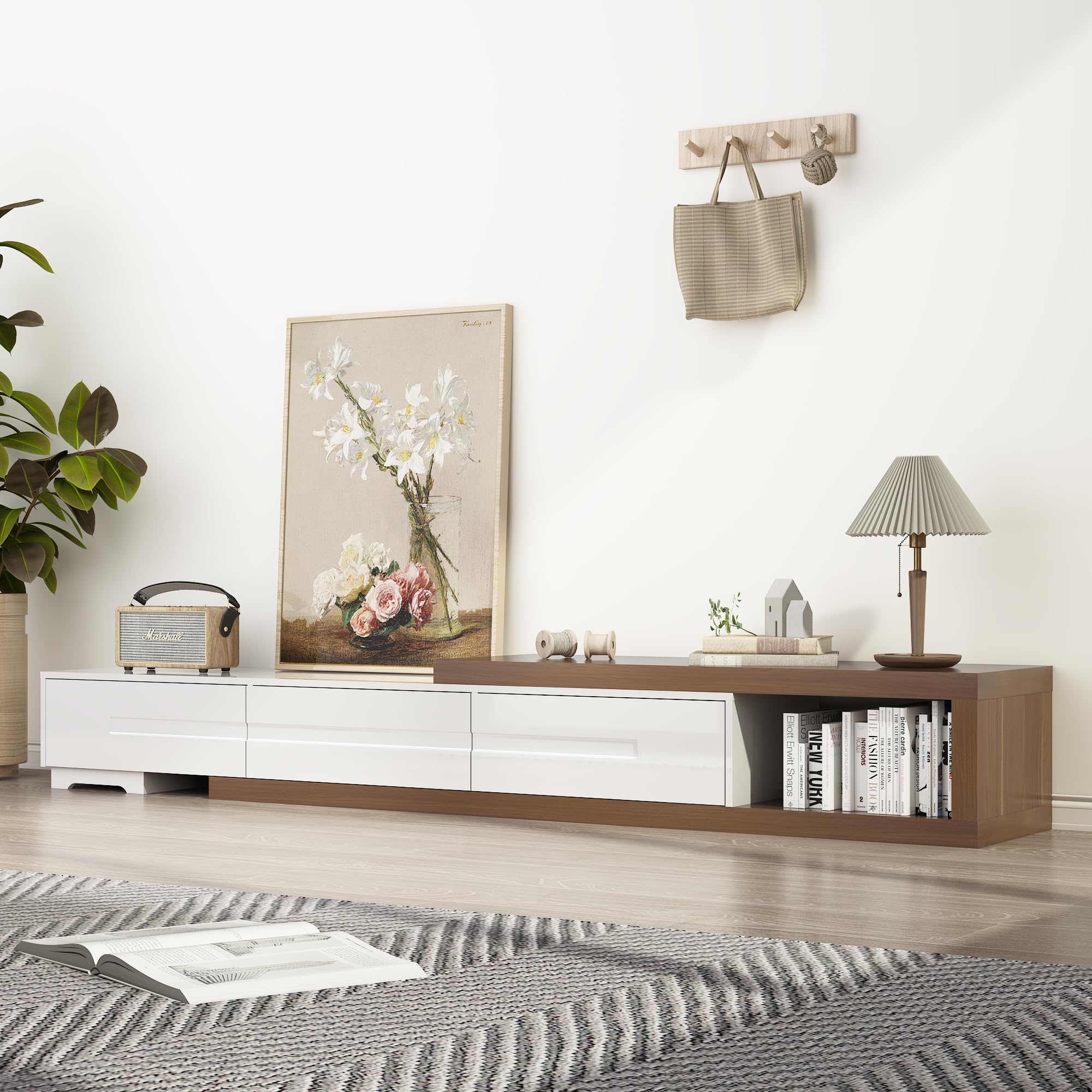 Extendable TV Stand with 3 Drawers