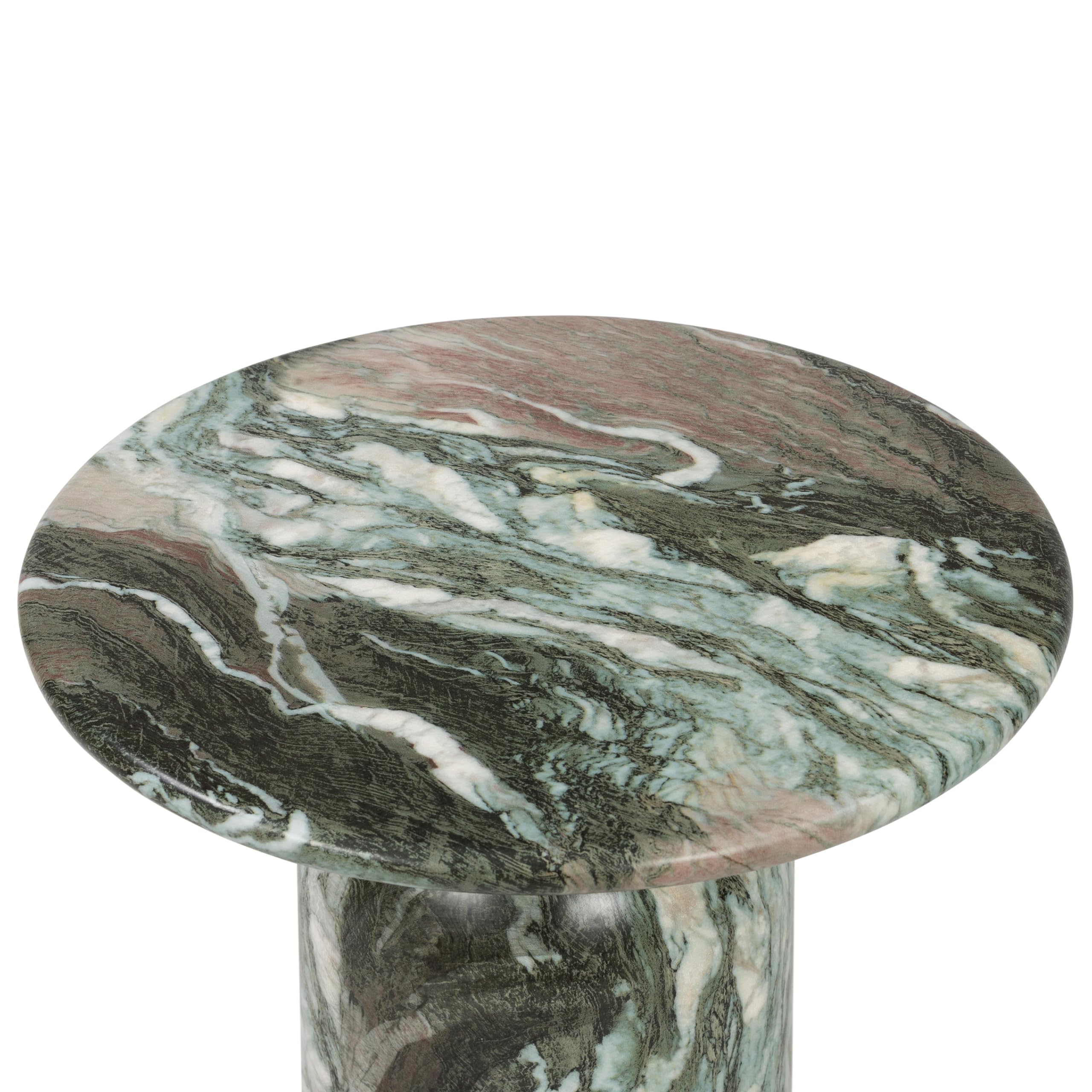 Wels End Table – Reinforced Resin Faux Marble Finish – Green Round Side Table
