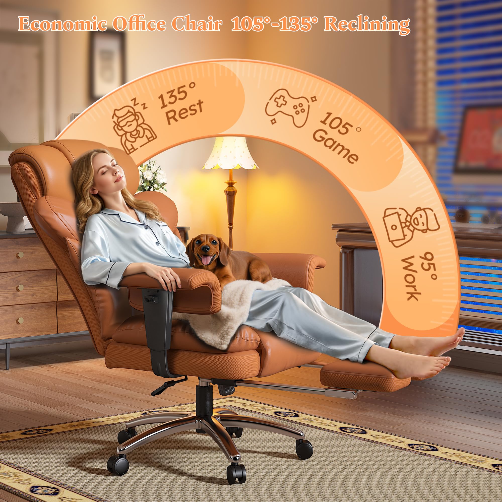 Ergonomic Executive Office Chair with Footrest