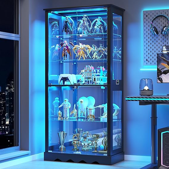 71" Display Cabinet with Glass Doors and RGB Lights