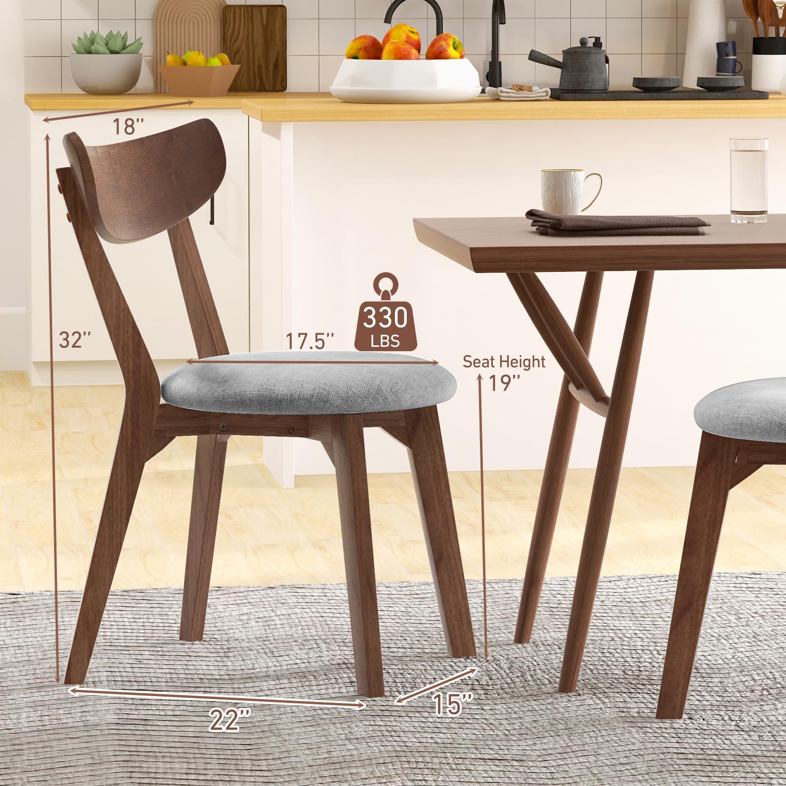 Dining Chairs Set of 4 with Curved High Back