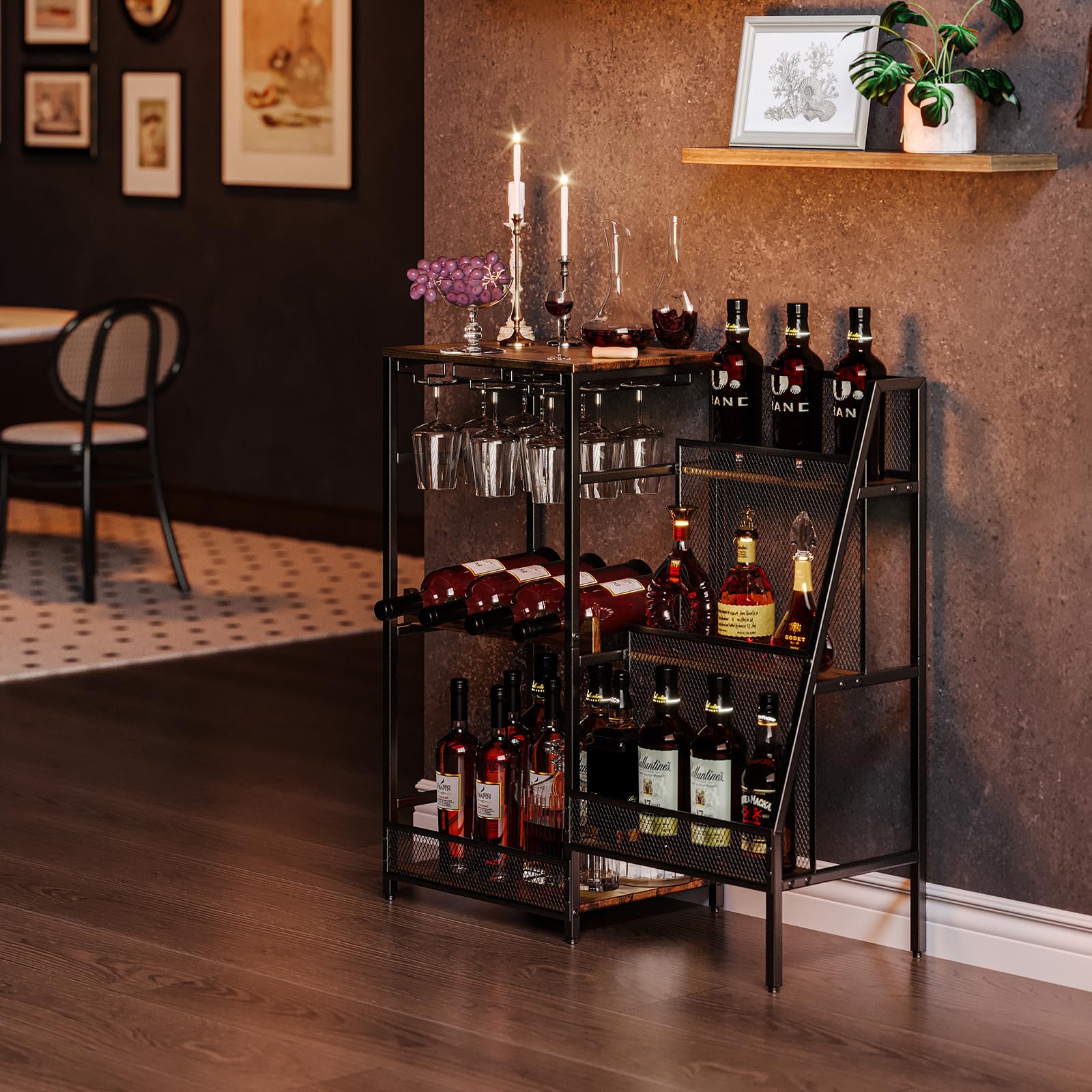 3-Tier Wine Rack with Bar Table