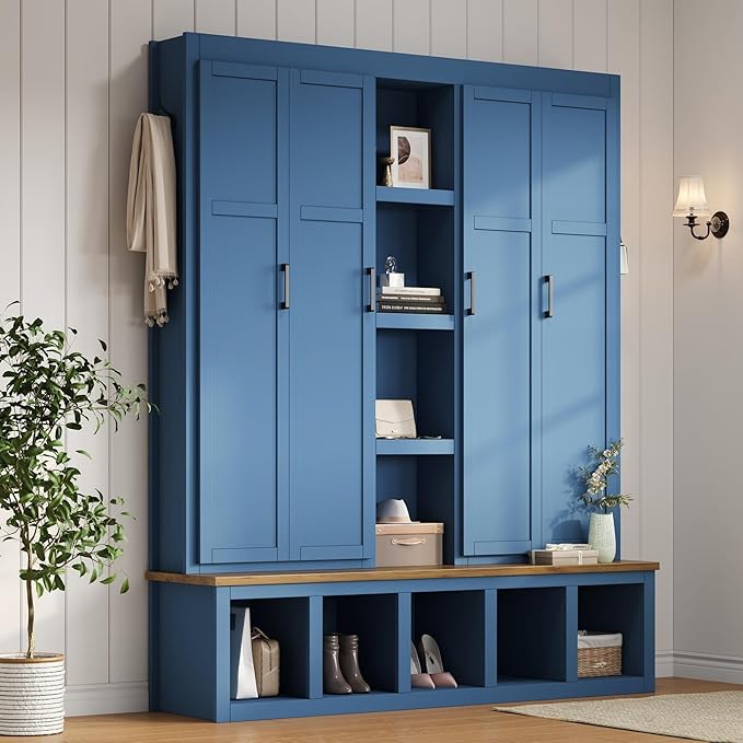 4-in-1 Entryway Hall Tree with Bench and Storage