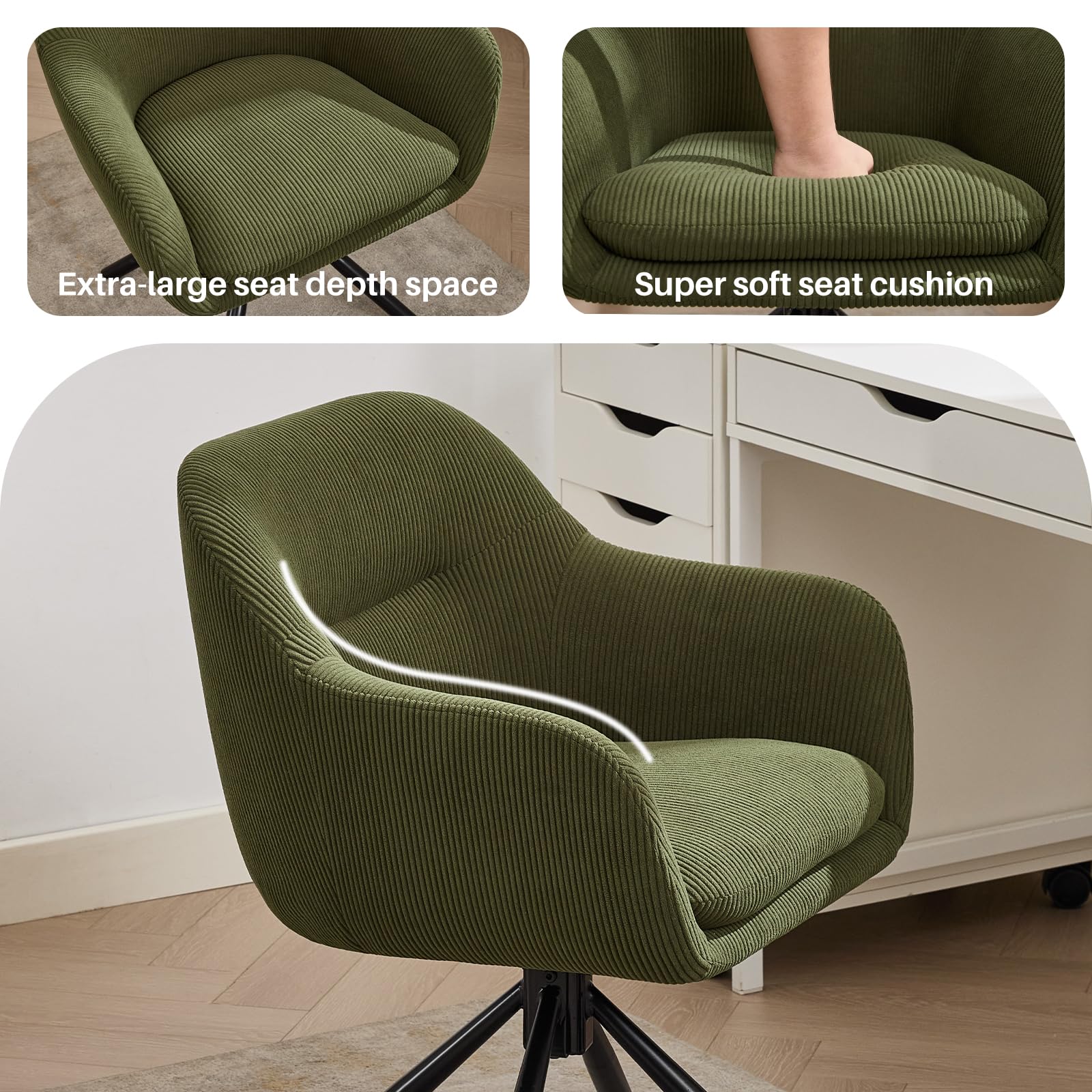 Swivel Accent Chair with Mid Back Arms