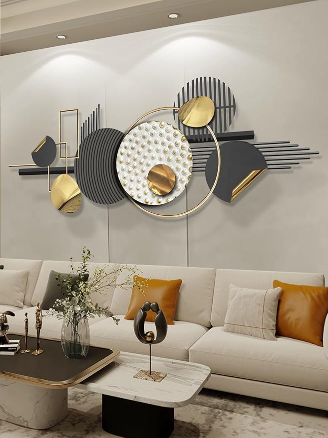 Metal Geometric Wall Art 59x20 Inch 3D Textured Sculpture