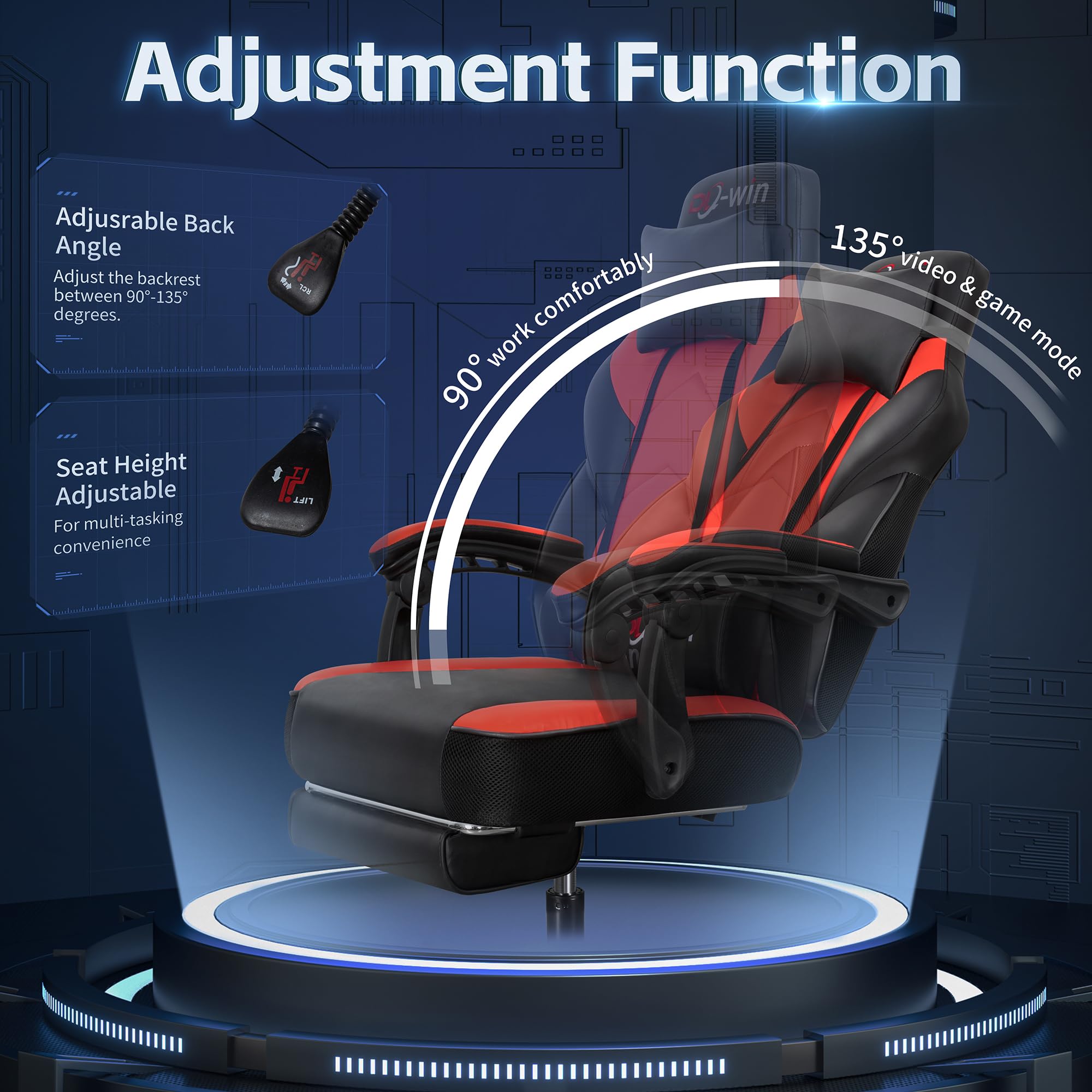 Ergonomic Gaming Chair with Footrest