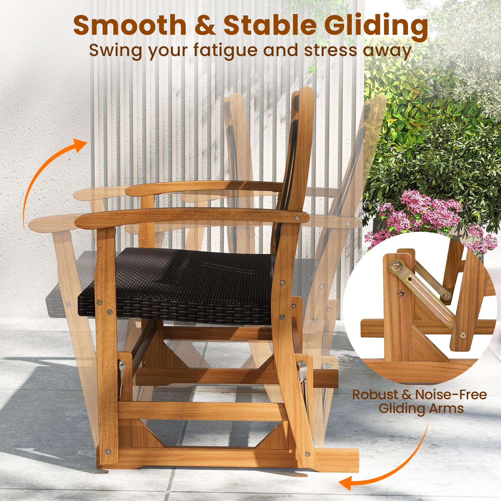 2-Person Wooden Outdoor Glider Bench